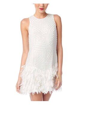 Parker Allegra Feather Bottomed Sequined Dress